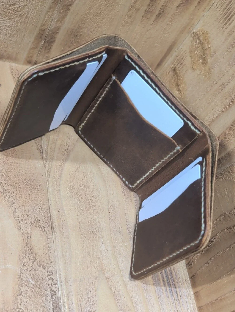 Handcrafted Brown Leather Card & Key Holder Wallet
